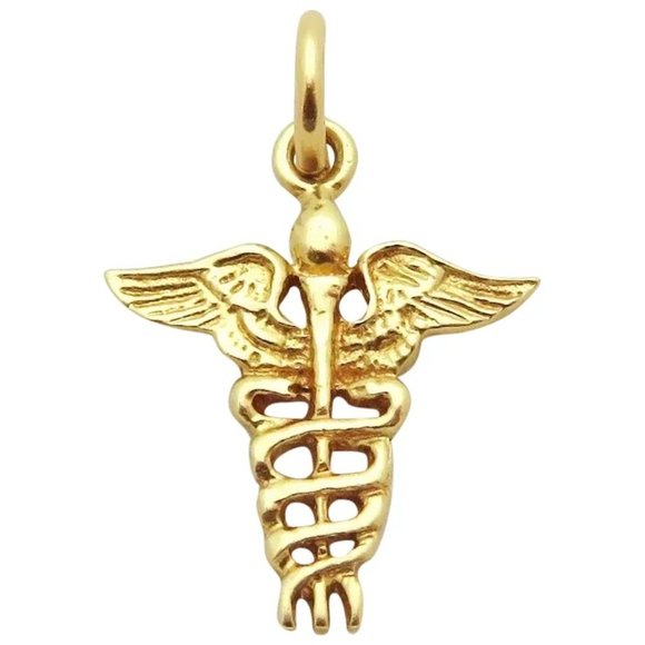 Jewelry Vintage 14k Gold Caduceus Medical Symbol Doctor Nurse Charm
